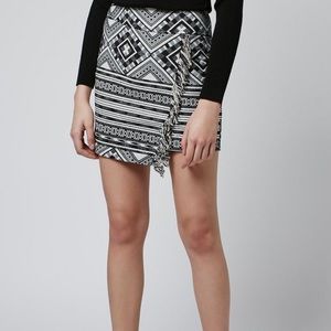 Topshop tall monochrome tassel wrap skirt